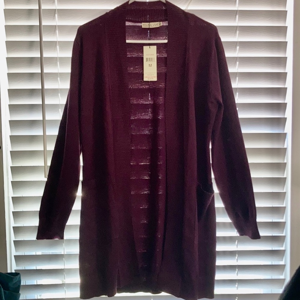 Young USA Longline Burgundy Cardigan